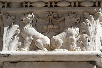 doge ducal palace venice capital of column wayside detail bas relief sculpture