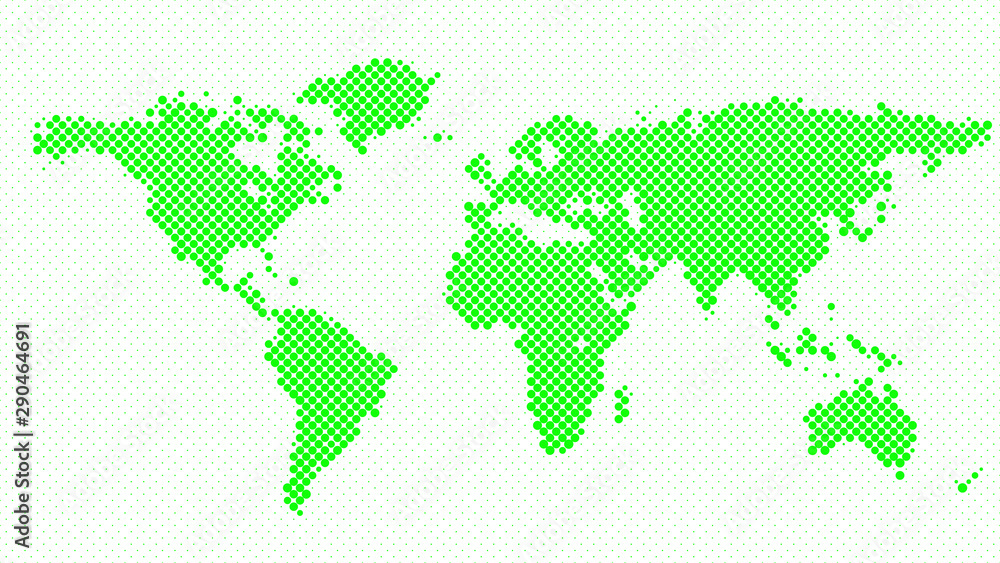 Aufkleber halftone world map background - vector dot pattern graphic