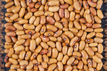 Beans varieties chocolate bowl close-up. Macro shot.