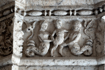 doge ducal palace venice capital of column wayside sculpture detail