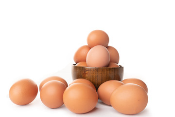 brown chicken egg isolated in white background