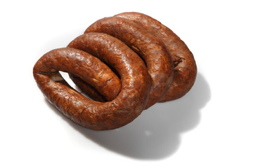 Sausage. Traditional sausage on a white background.