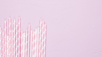 Flat lay composition of drinking straws