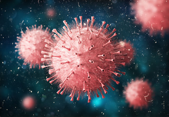 Viral infection causing chronic disease. Hepatitis viruses, influenza virus H1N1, Flu, cell infect...
