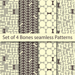 Set of 4 Bones Vector Seamless Patterns