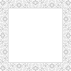 Decorative frame Elegant vector element for design in Eastern style, place for text. Floral grey border. Lace illustration for invitations and greeting cards