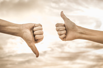 Hand sign yes or no. Agree or disagree.