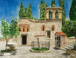 Ancient Monastery Kera Kardiotissa in the mountains of Crete. Greece