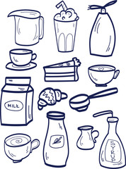 set coffee elements cute cozy