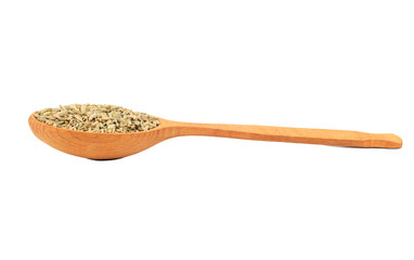 Dry fennel in spoon