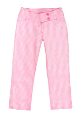 Obraz premium Pink pants in a cage on an isolated white background