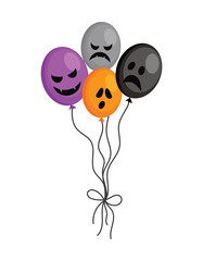Set of evil balloons for Halloween. Vector on white background