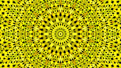 Yellow abstract flower ornate mandala background - geometric vector illustration