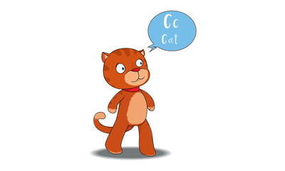cat cartoon with C alphabet.jp