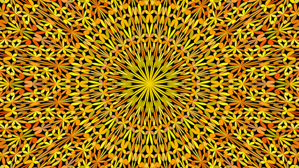 Orange abstract petal kaleidoscope mandala pattern wallpaper - geometric vector illustration