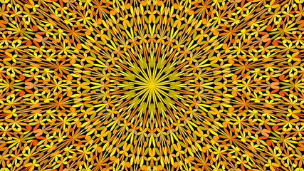 Orange abstract petal kaleidoscope mandala pattern wallpaper - geometric vector illustration