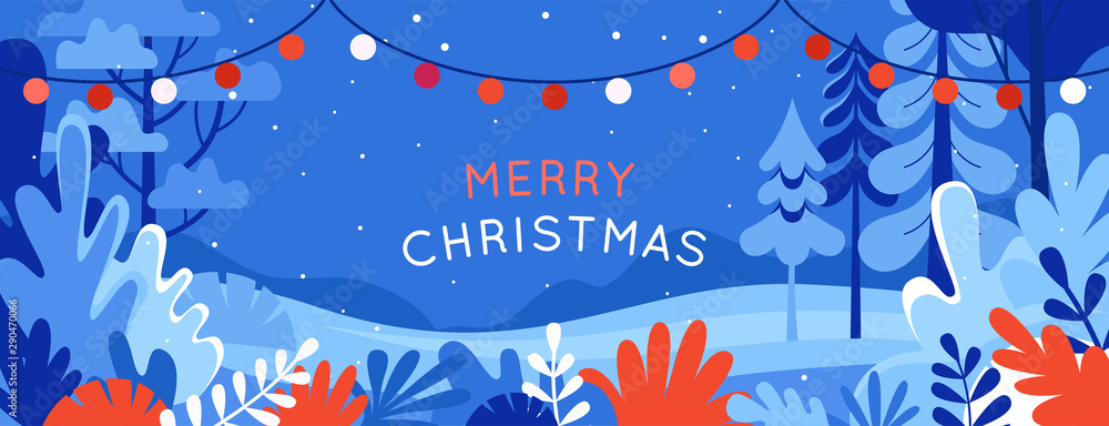 Aufkleber vector illustration in trendy flat simple style - merry christmas and happy new year greeting card a