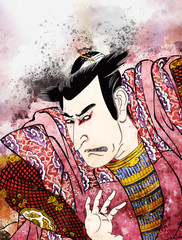 Fototapeta premium 浮世絵 歌舞伎役者 その16 水彩