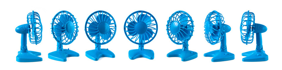 Fans on batteries, light blue color