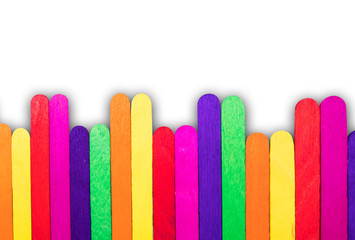 Wooden Popsicle Sticks Colorful white background