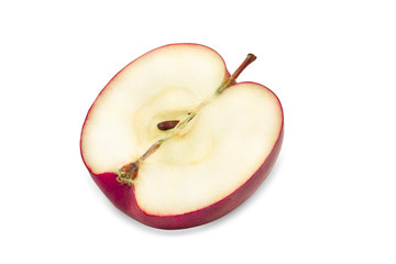 Fresh half red apple fruit isolated on white background with clipping path.