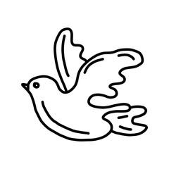 Continuous one line drawing. Flying pigeon logo. Black and white vector illustration. Concept for logo, card, banner, poster, flyer