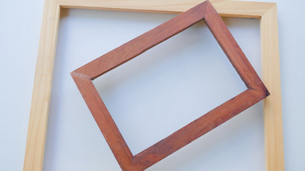 Close up wood frame on white backgroun.