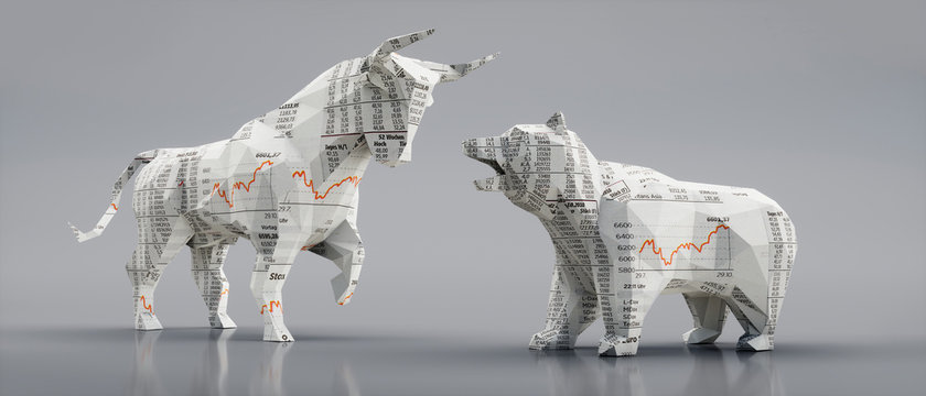 Bull and bear textured with stock market graphics