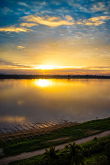 Fototapeta na wymiar Sunrise in the morning at Nakhon Panom province of Thailand. Beside Mekong river