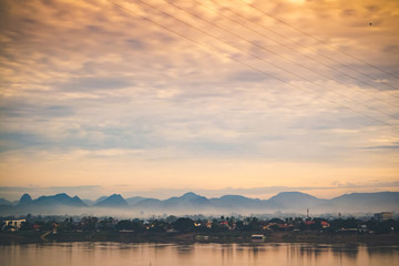 Mekong river view in the morning at Nakhon Panom province of Thailand