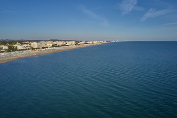 Fototapeta na wymiar The famous resort of Rimini, Italy. Aerial view of Rimini. Coastline
