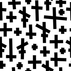 Fototapeta premium Cross seamless pattern. Halloween.Vector black white illustration