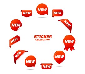 Set of Red Vector Stickers
