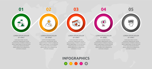 Vector infographic template circles for five paper label, diagram, graph, presentation. Business concept with 5 options. Blank space for content, step for step, timeline, workflow, marketing, web