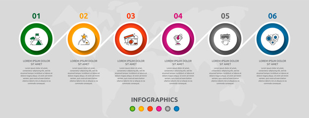 Vector infographic template circles for six paper label, diagram, graph, presentation. Business concept with 6 options. Blank space for content, step for step, timeline, workflow, marketing, web