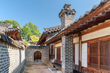 Amazing view of courtyard of the Nakseonjae Complex in Seoul