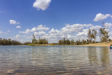 Timelapse view of Mina de São Domingos of Mina de São Domingos, Tapada Grande River Beach lagoon, famous tourist destination, Alentejo, Portugal.