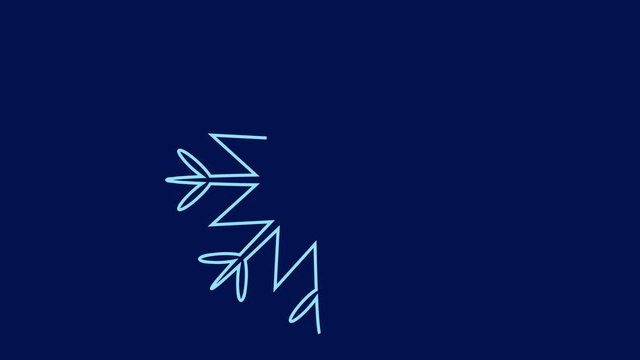 Set of seven different animated abstract looped hand-drawn images of snowflakes on a blue background close-up high resolution
