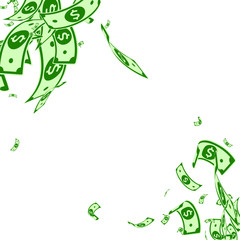 Naklejka premium American dollar notes falling. Messy USD bills on 