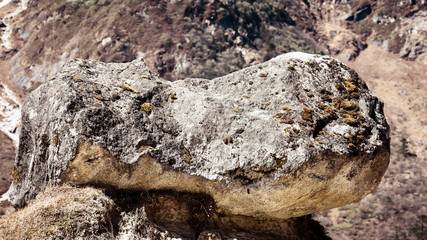Close up of Geological Formations of Sedimentary rock formation composition (sedimentary igneous and metamorphic in characteristics)in Indus valley region, Moonland, Ladakh, Jammu and Kashmir, India.
