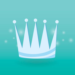  Fun cartoon crown with decoration elements on background. Yellow diadem for princess and queens on background.