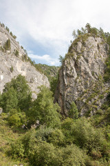 Limestone slope of the mountain in the tract Chechkysh, Chemal district, Altai Republic, month of August