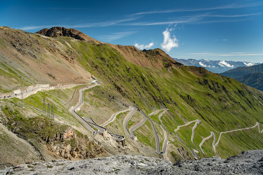 Some of the hairpin turns near the top of the eastern ramp of the Stelvio Pass