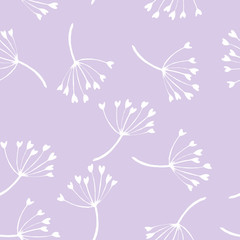 Seamless pattern hand drawn ink botanical illustration of wild branches isolated on violet background. Design for textile, wrapping or wallpaper