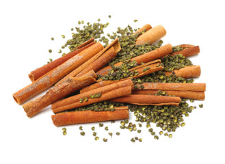Cinnamon on white background