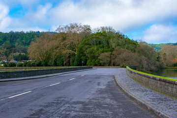 Road on the way to Sete Cidades, Azores