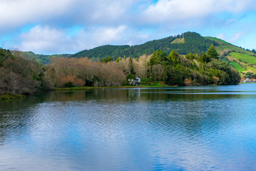 Fototapeta premium Typical landscape of the Sete Cidades area, Azores