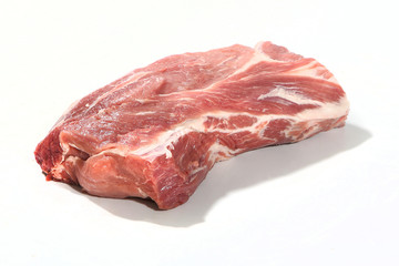 Pork neck. Raw meat on a white background.