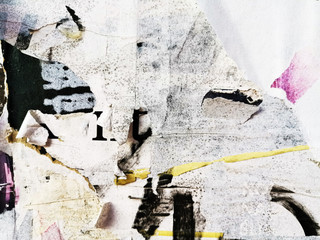 Old grunge ripped torn vintage posters creased crumpled paper surface texture background