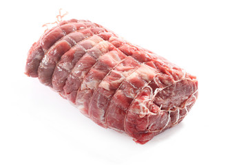 Pork ham. Raw meat on a white background.